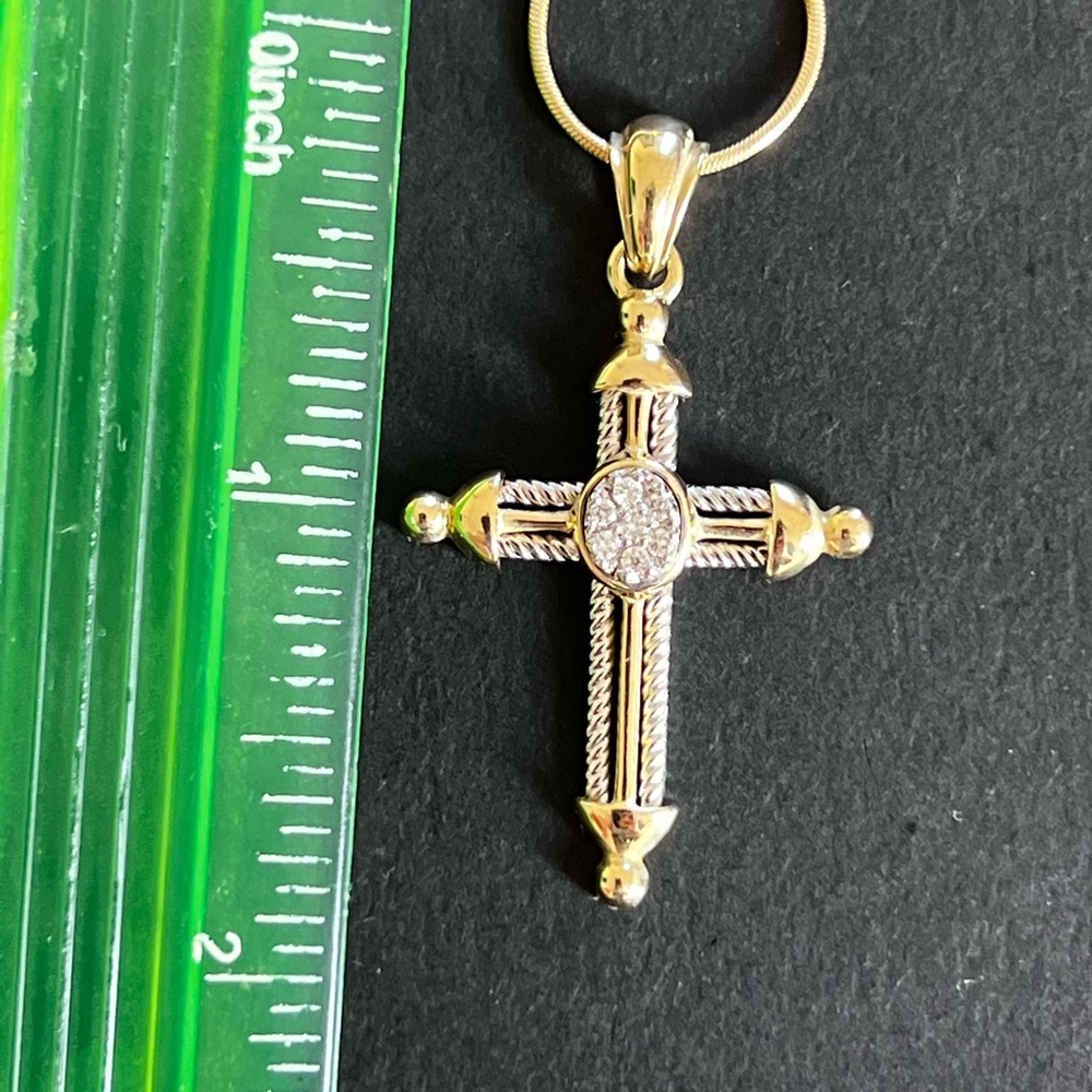 14k gold Diamond Cross snake chain necklace -New with tags! - Picture 6 of 15